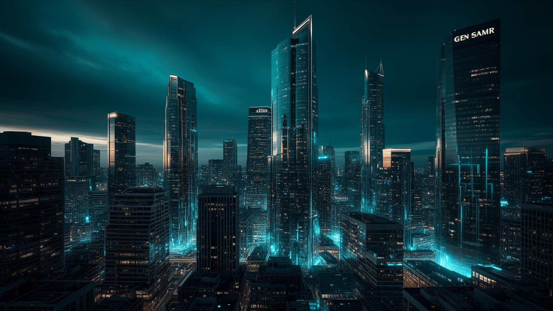 Skyline financeira futurista